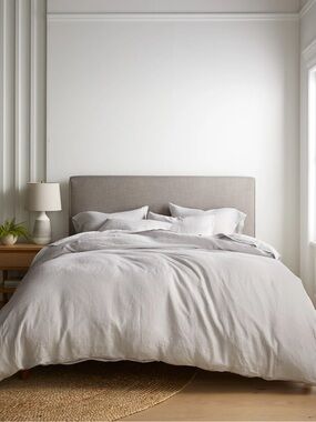 Quince European Linen QUEEN Duvet Cover - LIGHT GRAY color - NEW